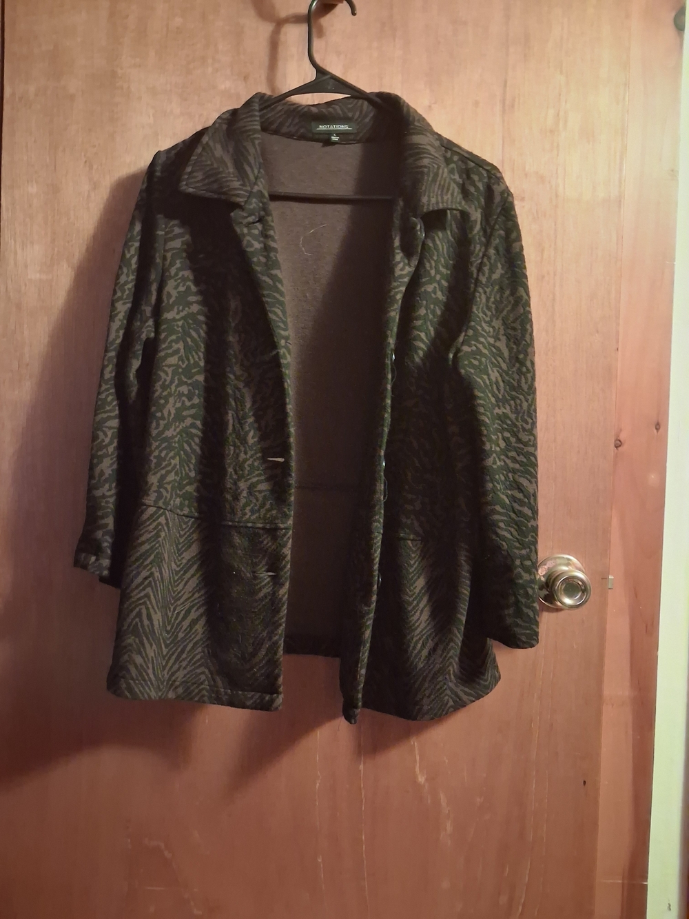 Notations Dark Brown And Black Patterned Open-Front Jacket